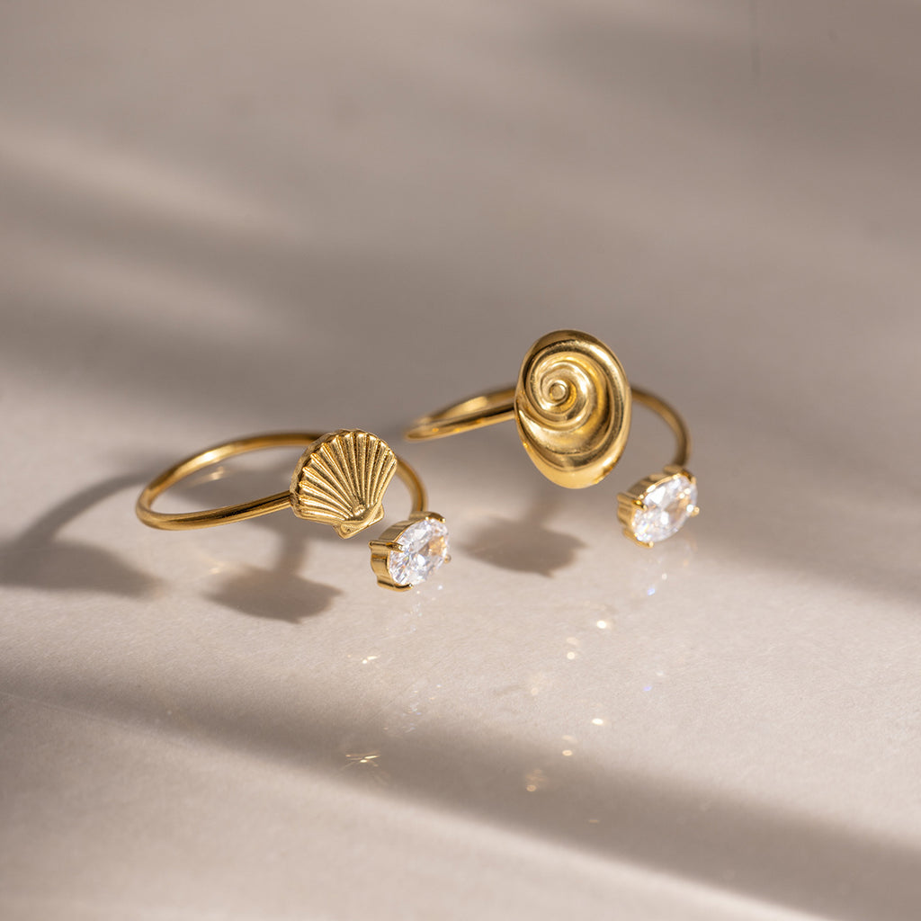Damen Offener Ring mit spiralförmigem Design und strahlendem Zirkonia Shop Nory
