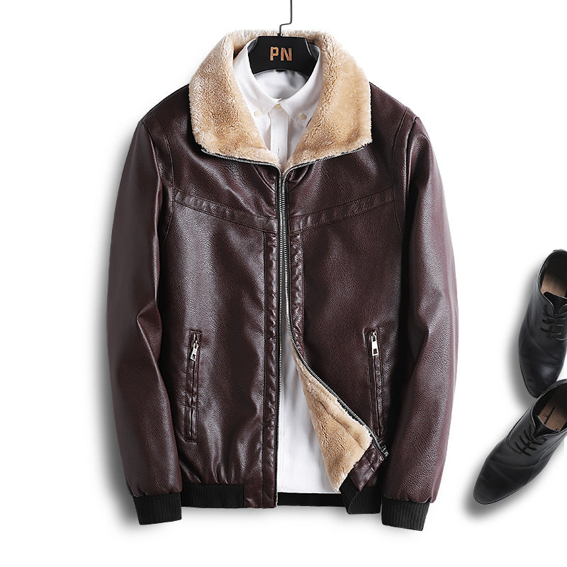 Herren Lederimitat-Fliegerjacke mit Teddyfutter und Kunstfellkragen Shop Nory