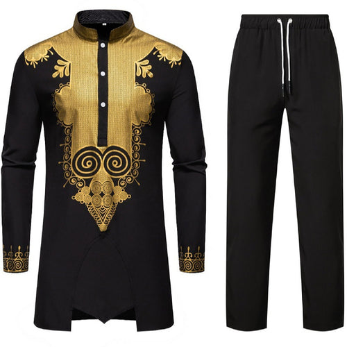 Herren Traditionelles Tunika-Set mit Mandarinkragen und goldverzierten Ornamenten Shop Nory