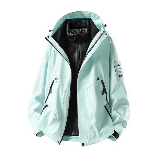 Herren Zwei-in-eins Wetterschutzjacke mit abnehmbarer Steppweste und verstellbarer Kapuze Shop Nory