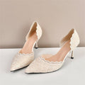 Damen elegante Slingback-Pumps mit zarter Spitzenverzierung