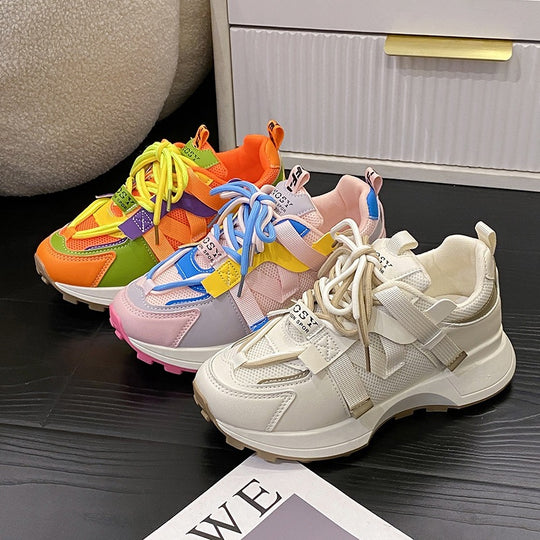 Damen Chunky-Plateau-Sneaker mit atmungsaktivem Mesh und montierten Riemen Shop Nory