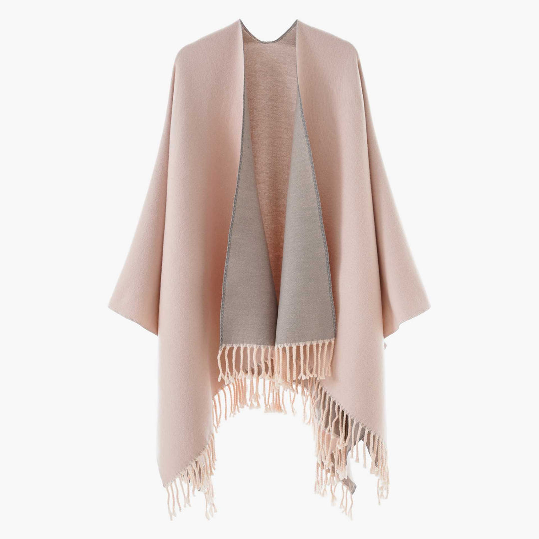 Damen Wendbarer Wollmix-Poncho mit Fransensaum und offener Front Shop Nory