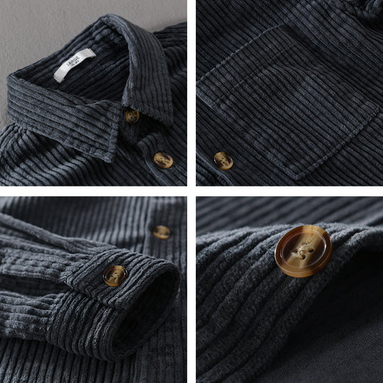 Herren Cord-Overshirt mit breiter Rippenstruktur, Brusttasche und Relaxed-Fit Shop Nory