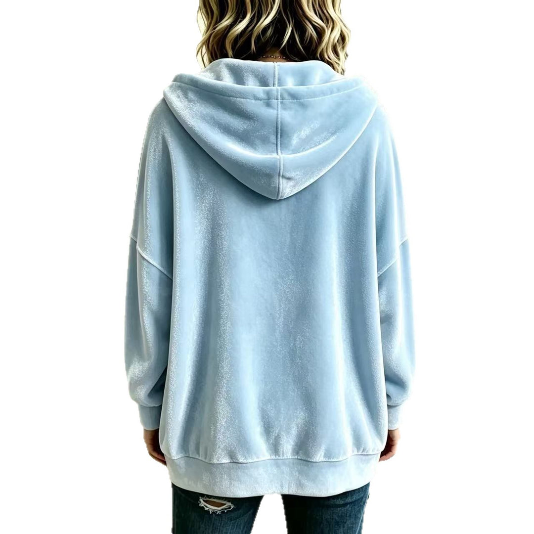 Damen Oversize Kapuzen-Samtjacke mit Knopfleiste und aufgesetzten Taschen Shop Nory
