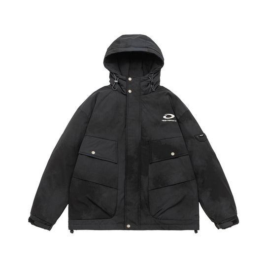 Herren Wattierte Parka-Jacke mit Kapuze und Utility-Taschen Shop Nory
