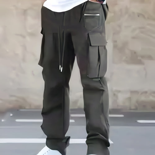 Herren utilitaristische Cargohose mit Reißverschluss‑Tasche, Klappen & Kordelbund Shop Nory