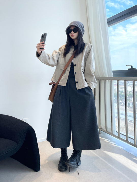 Damen Kurzjacke im Worker-Stil mit Cordkragen und aufgesetzten Pattentaschen Shop Nory