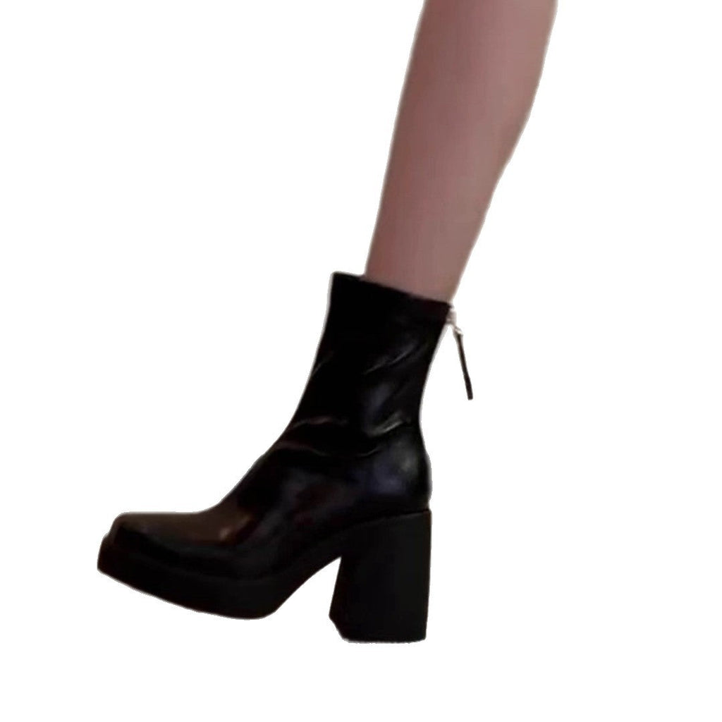 Damen modische Ankle Boots mit robustem Blockabsatz und eleganter Naht