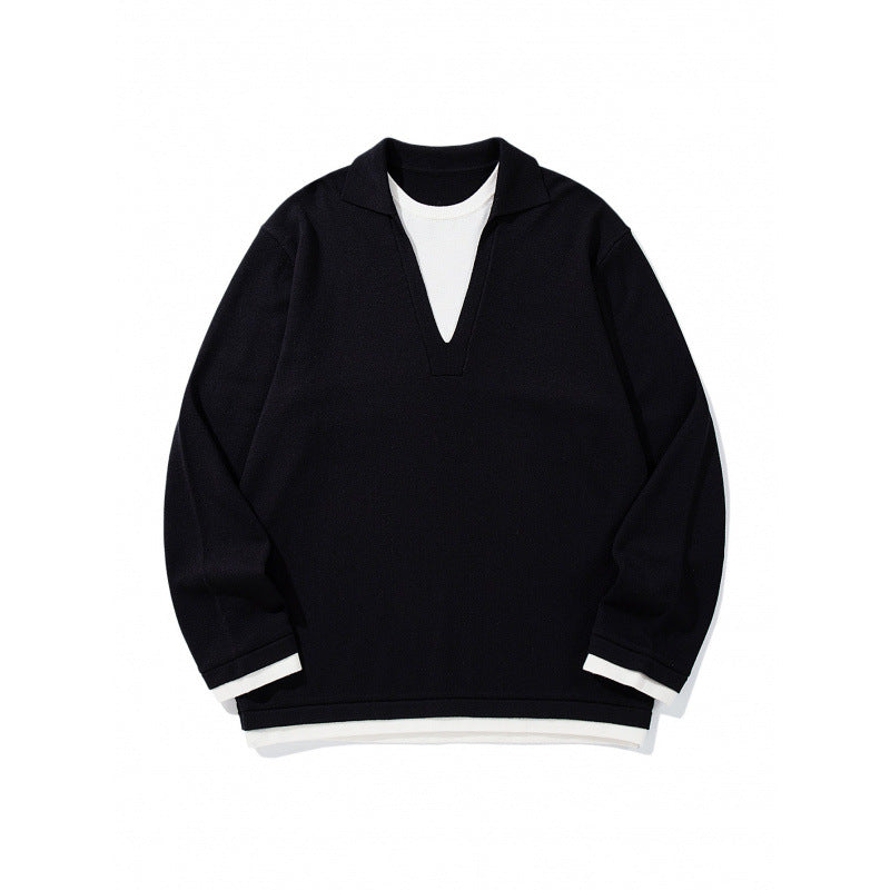 Unisex Oversize-Strickpullover mit offenem V-Ausschnitt und Hemdkragen Shop Nory
