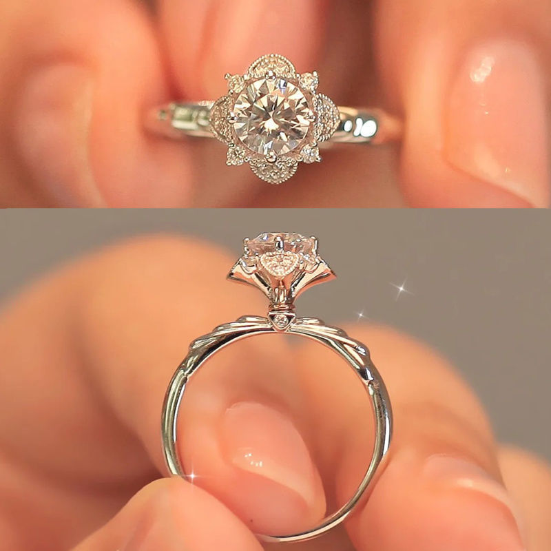 Damen eleganter Verlobungsring mit kunstvollem Kristallbesatz Shop Nory