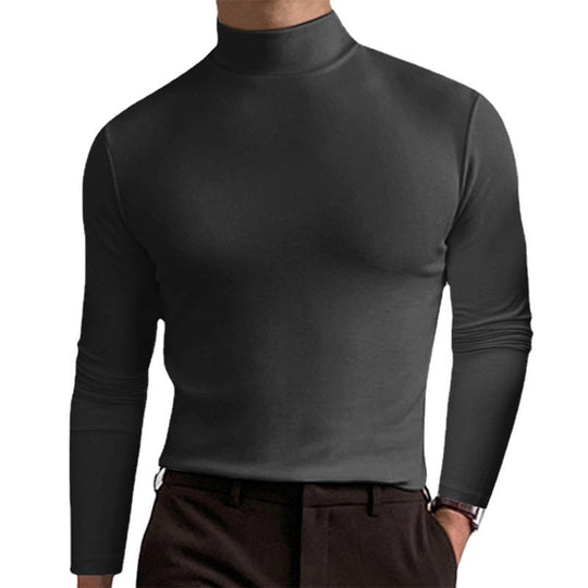 Herren Elegantes Langarm-T-Shirt mit hohem Kragen