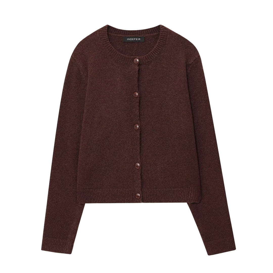 Damen Rundhals-Cardigan mit Knopfleiste und feiner Rippkante Shop Nory