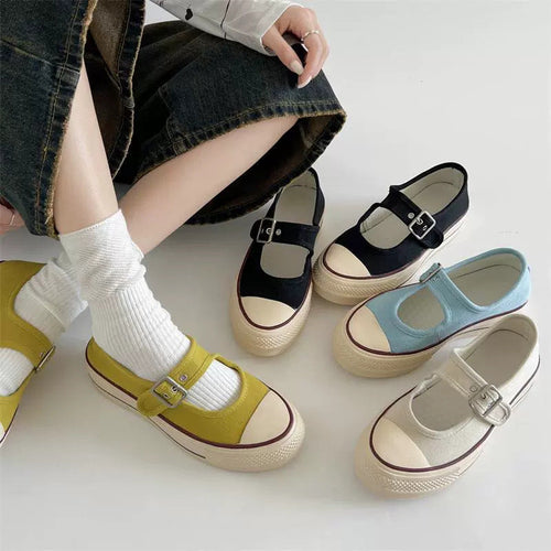 Damen Modische Mary Jane Schuhe mit verstellbarem Riemen und weicher Sohle