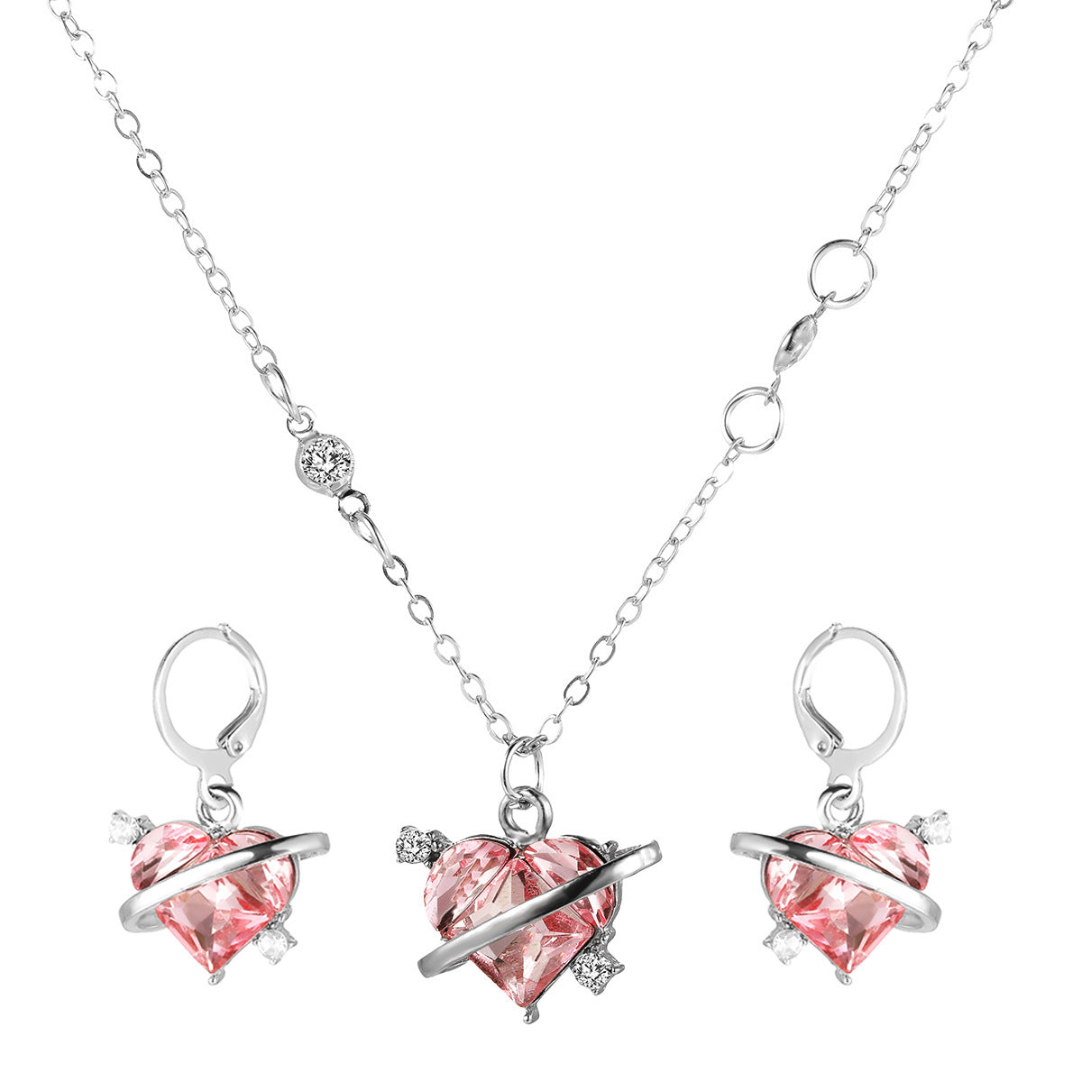 Damen Schmuckset mit herzförmigen Kristallanhängern Shop Nory