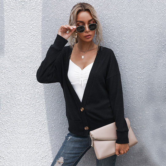 Damen Offene Feinstrick-Cardigan mit Rippenstruktur, Knopfleiste und lockerer Passform Shop Nory