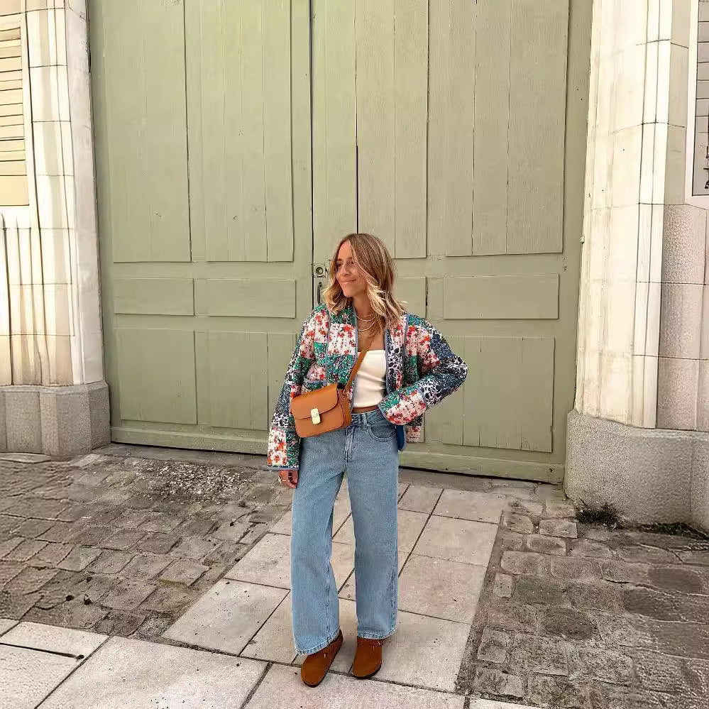 Damen Gepolsterte Patchwork‑Jacke im Kimono‑Stil Shop Nory