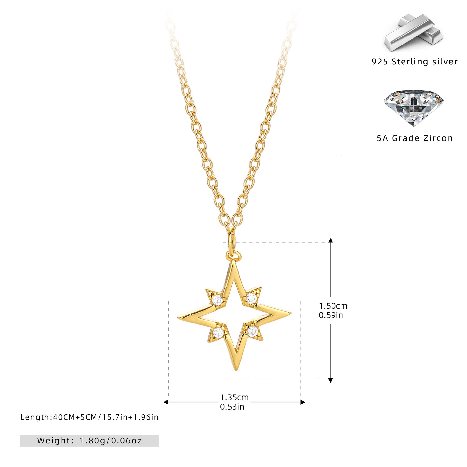 Damen Halskette mit funkelndem Sternenanhänger aus hochwertigem 925 Sterling Silber Shop Nory