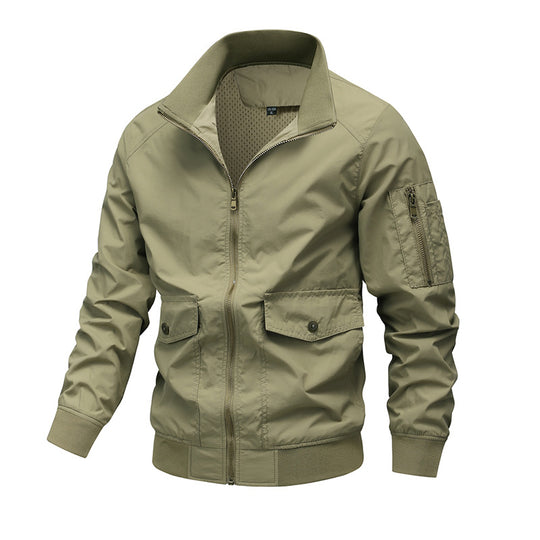 Herren Leichte Utility-Bomberjacke mit Ärmeltasche und Netzfutter Shop Nory