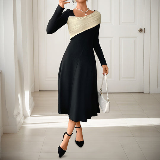 Damen Asymmetrisches Midikleid mit One-Shoulder-Strickdetail und figurbetontem Fall Shop Nory