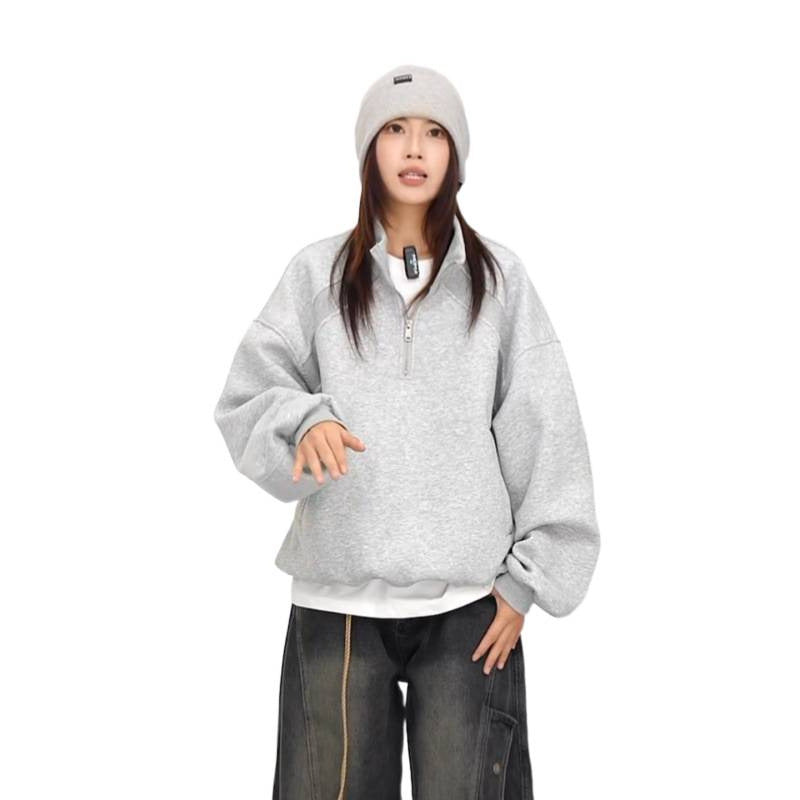Unisex Halbzip-Sweatshirt mit Raglanärmeln, Eingrifftaschen und geripptem Saum Shop Nory