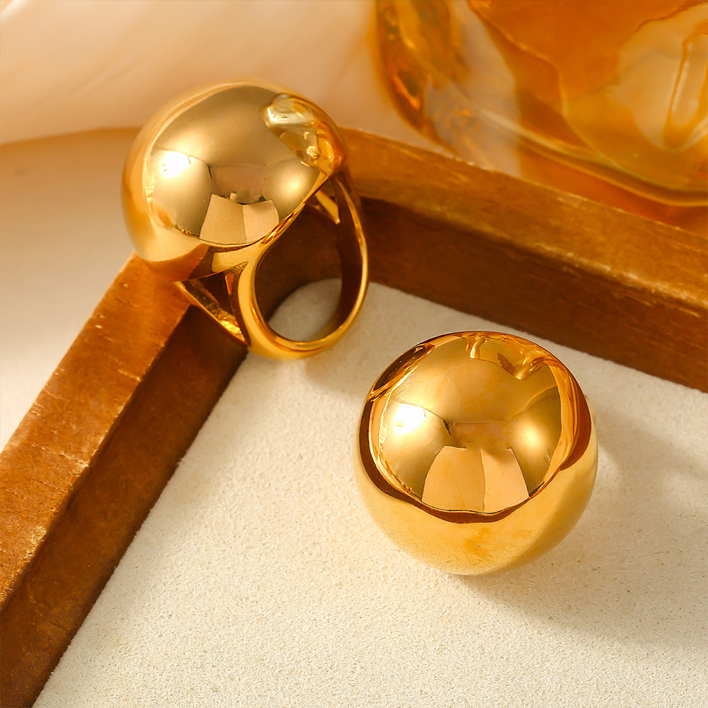 Damenring aus hochwertigem Edelstahl mit glänzendem Kugel-Design Shop Nory
