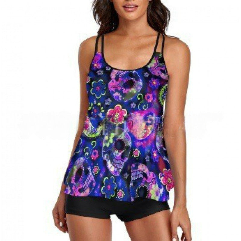 Damen Sportliches Tankini-Set mit bequemem Shorts und verstellbaren Trägern Shopnory
