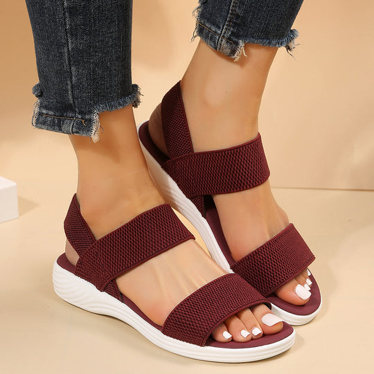 Damen Strick‑Sandalen mit elastischen Riemen und dämpfender Plateau‑Sohle Shop Nory
