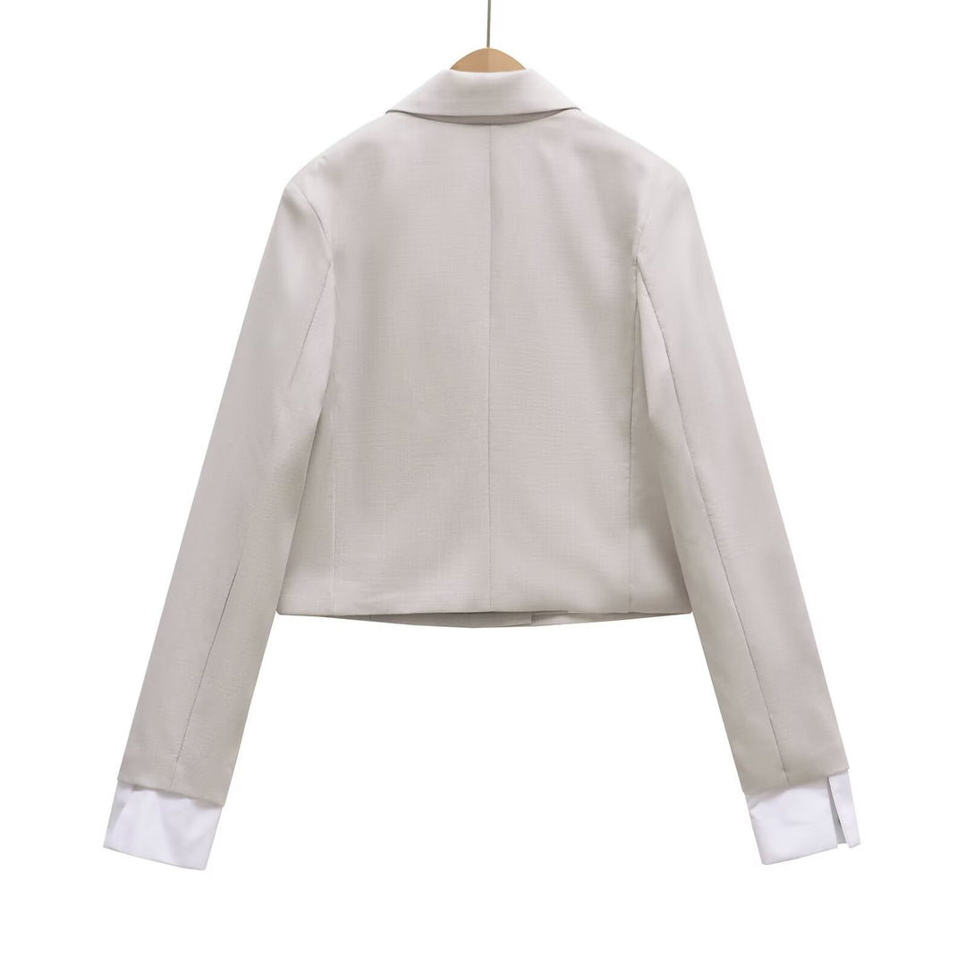 Damen Cropped Doppelreiher-Blazer mit Reverskragen Shop Nory