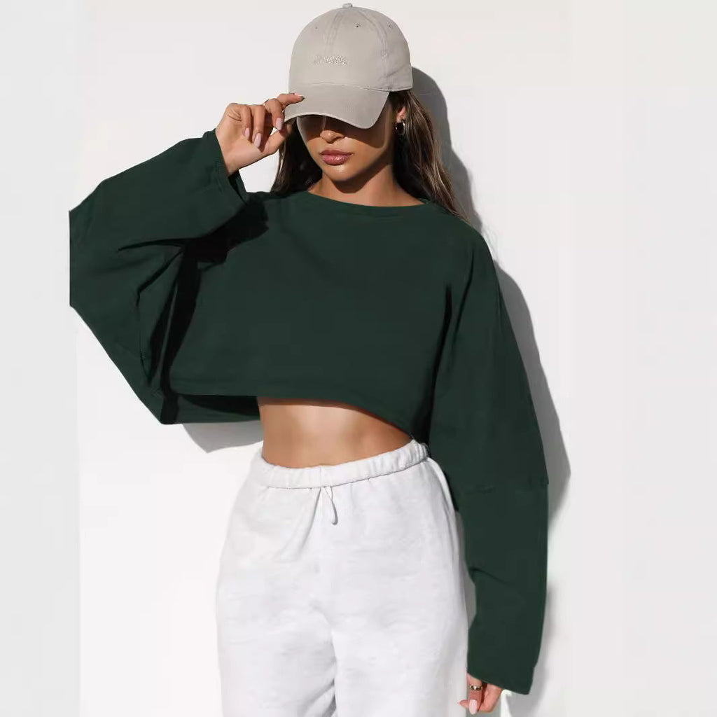 Damen lässiger Crop-Pullover