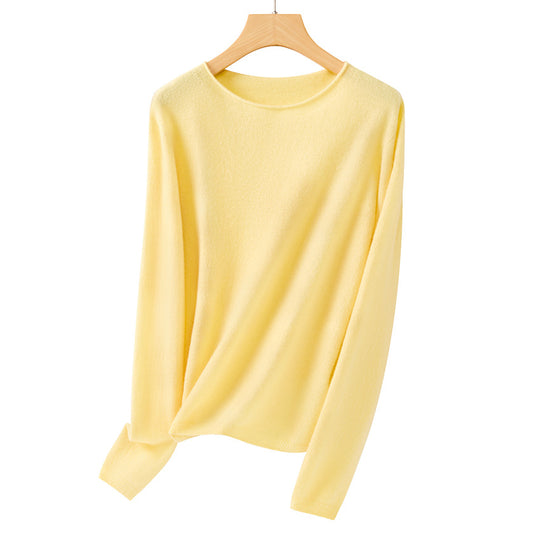 Damen Feiner ultraleichter Rundhalspullover aus Mikrofaser-Feinstrick mit minimalistischer Silhouette Shop Nory