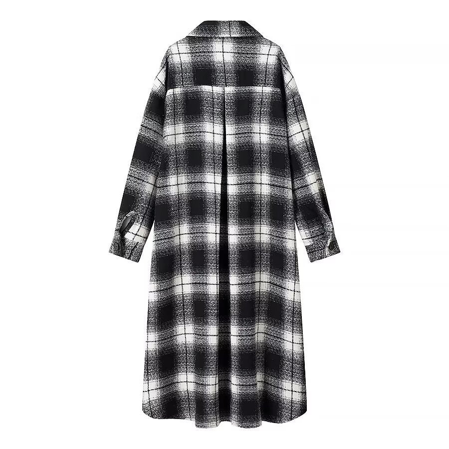 Damen Longline-Karo-Überhemd mit Oversize-Schnitt und aufgesetzten Pattentaschen Shop Nory