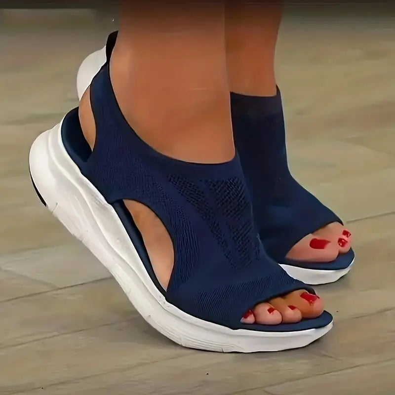 Damen Strick-Sandalen mit Plateau, elastischem Schaft und Fersenriemen Shop Nory