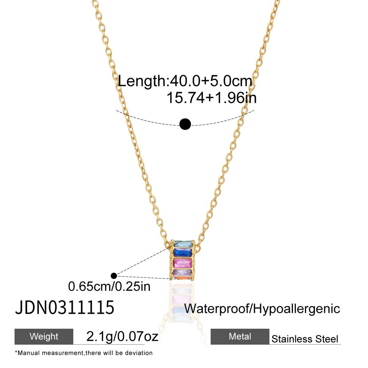 Damen elegante und hypoallergene Halskette mit buntem Kristalldesign Shop Nory