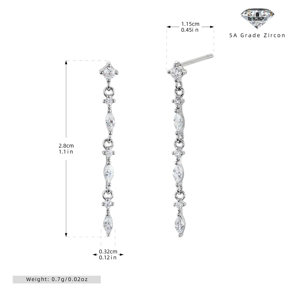 Damen Ohrhänger mit funkelnden Zirkonsteinen und eleganter 925er Sterling Silberfassung Shop Nory