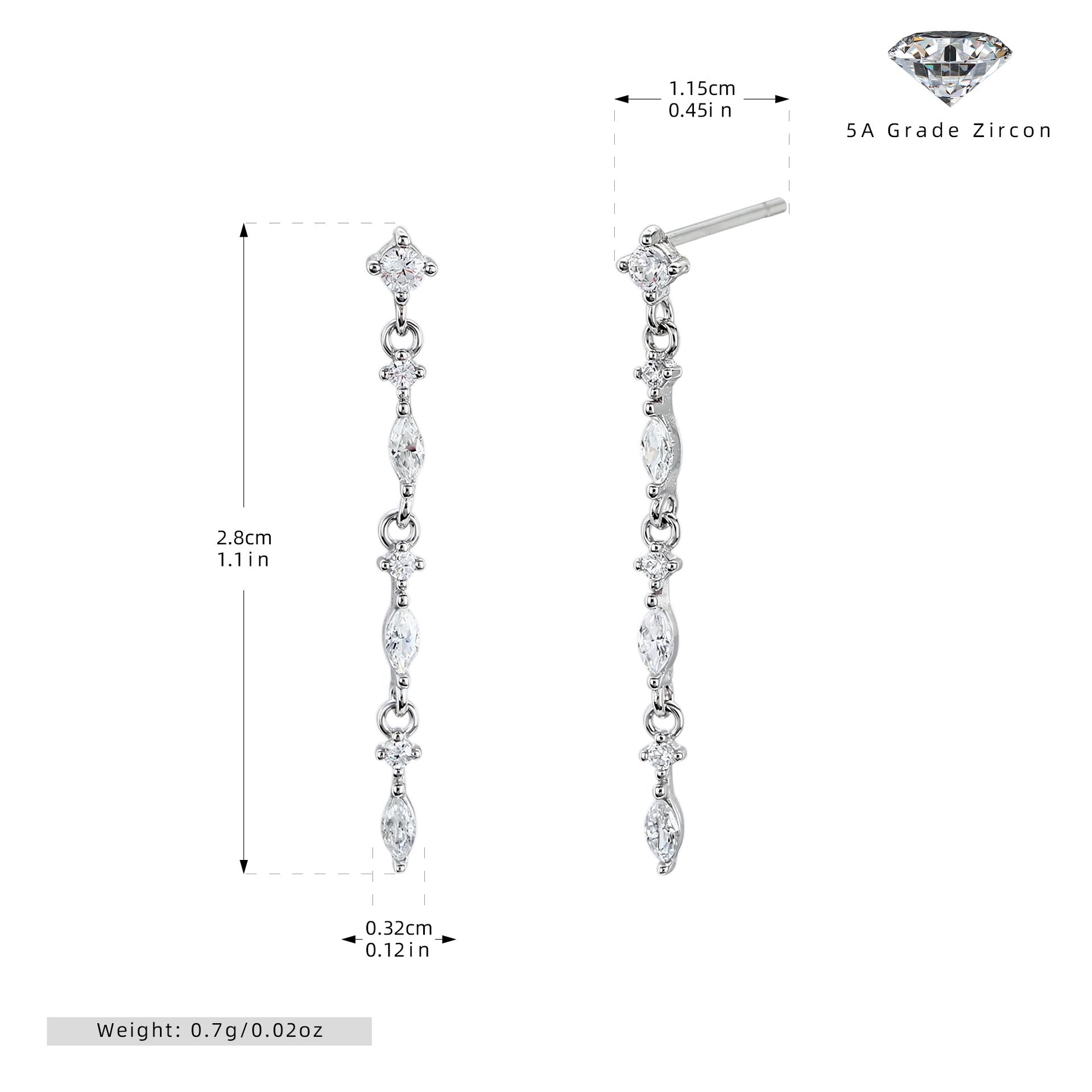 Damen Ohrhänger mit funkelnden Zirkonsteinen und eleganter 925er Sterling Silberfassung Shop Nory