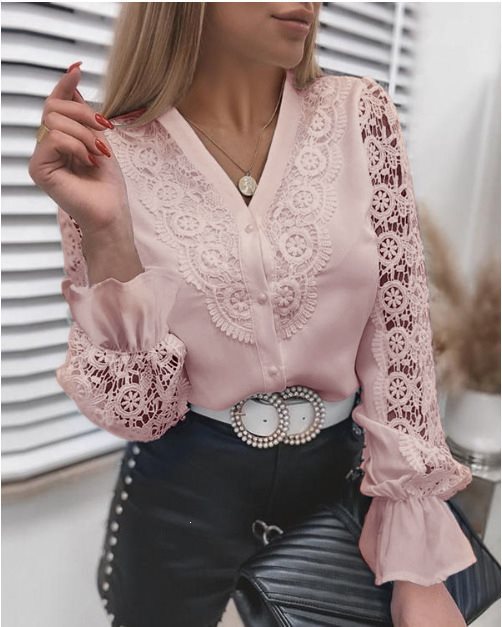 Damen Elegante Hemdbluse mit Spitzeneinsätzen, klassischem Kragen und Manschetten Shop Nory