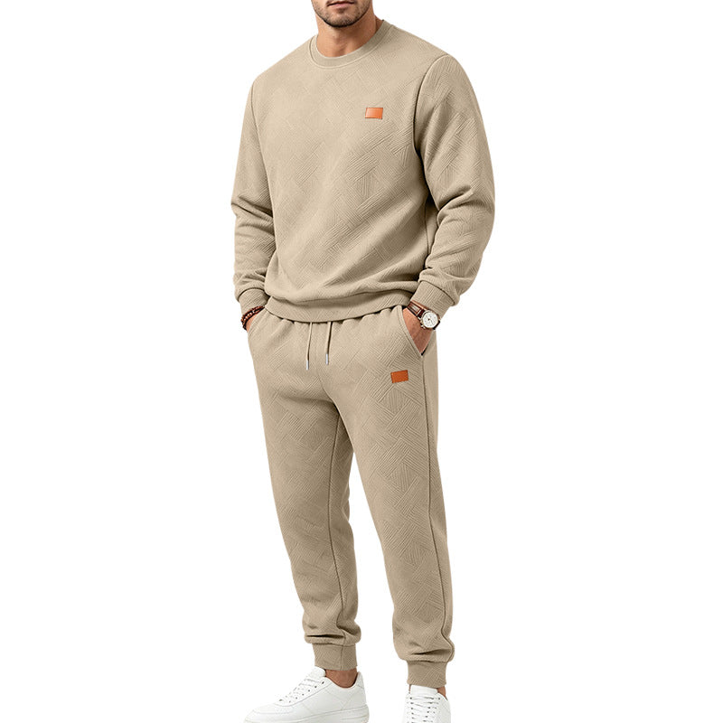 Herren Gemustertes Komfort-Sweatset mit Rundhals-Sweatshirt und Kordel-Jogginghose Shop Nory