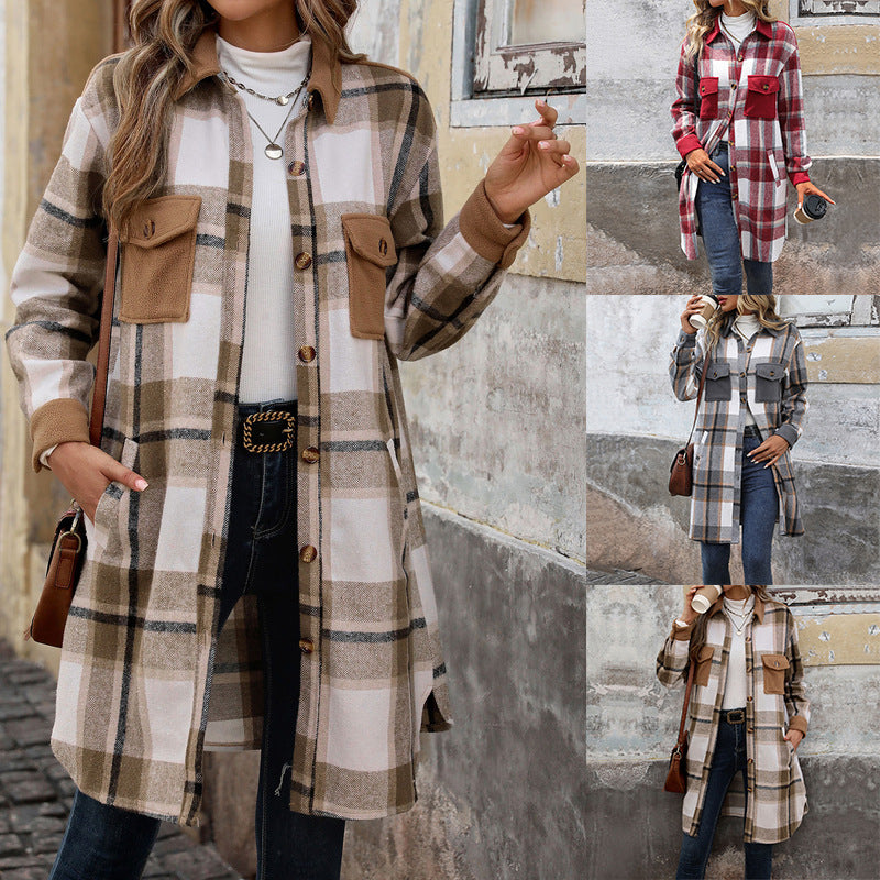 Damen Long-Hemdjacke im Overshirt‑Stil mit Brustklappen Shop Nory