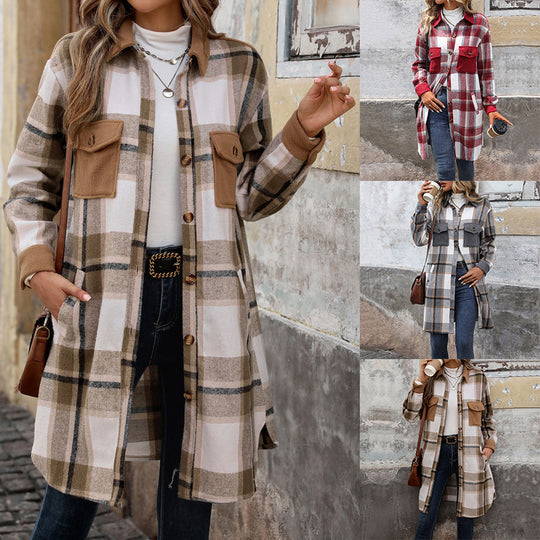 Damen Long-Hemdjacke im Overshirt‑Stil mit Brustklappen Shop Nory