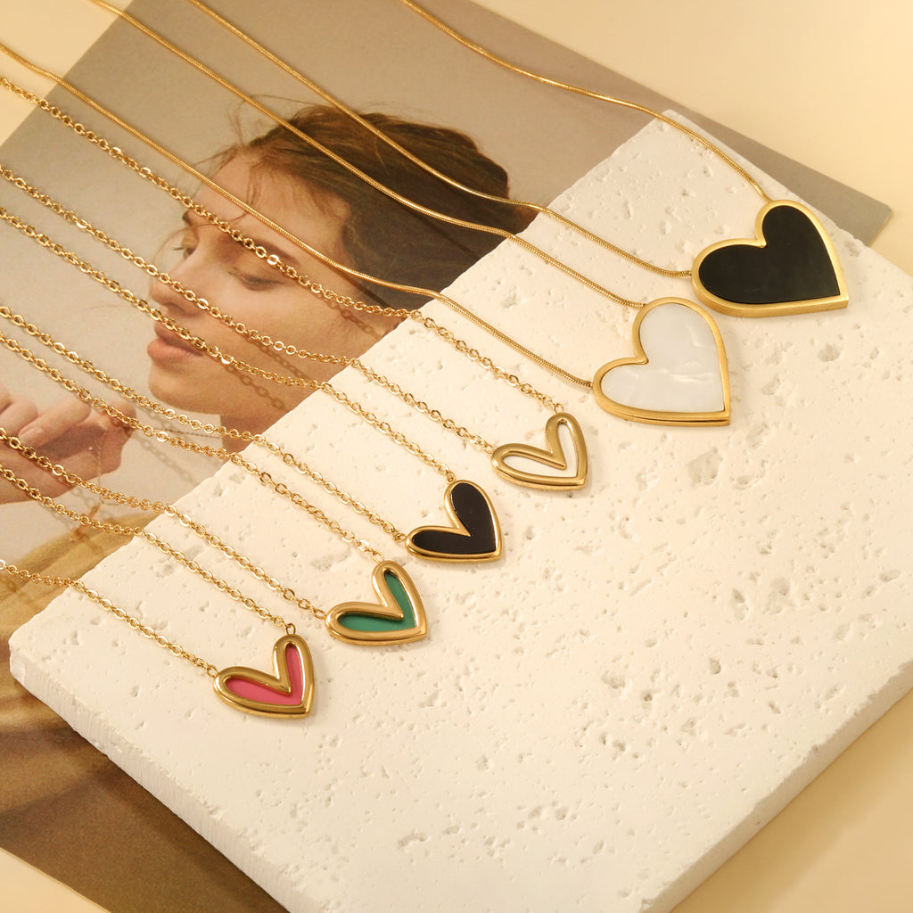 Damen elegante Halskette mit herzförmigem Anhänger aus hochwertigem Edelstahl Shop Nory
