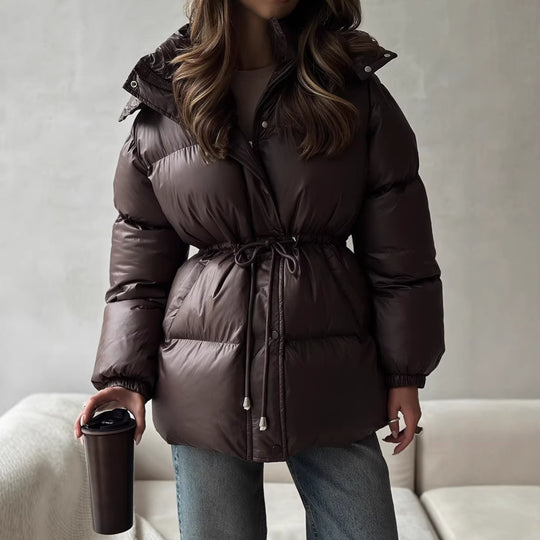 Damen Steppdaunenjacke mit tailliertem Kordelzug und Kapuze Shop Nory