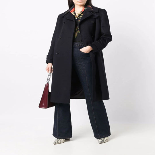 Damen Figurnaher Zweireihiger Wollmix-Longcoat mit fallendem Revers Shop Nory
