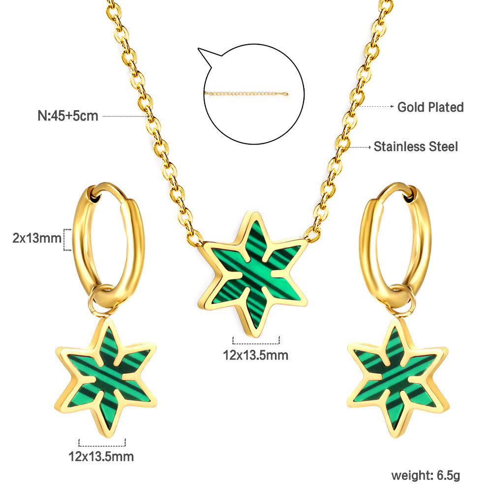 Damen Schmuckset mit funkelndem Blatt-Anhänger und eleganten Ohrsteckern Shop Nory