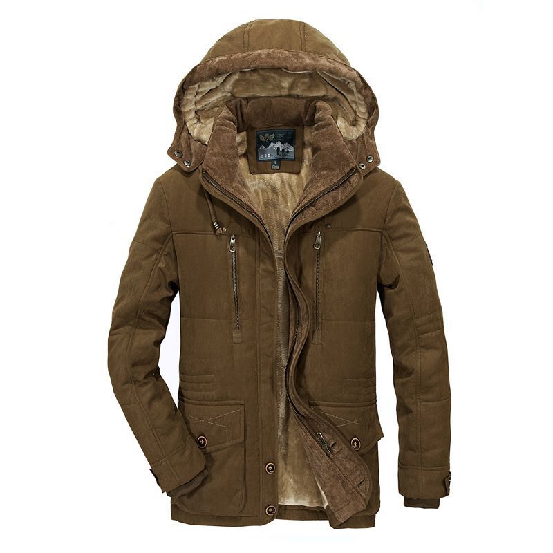 Herren Gefütterter Parka mit Kapuze und Kunstfellfutter Shop Nory