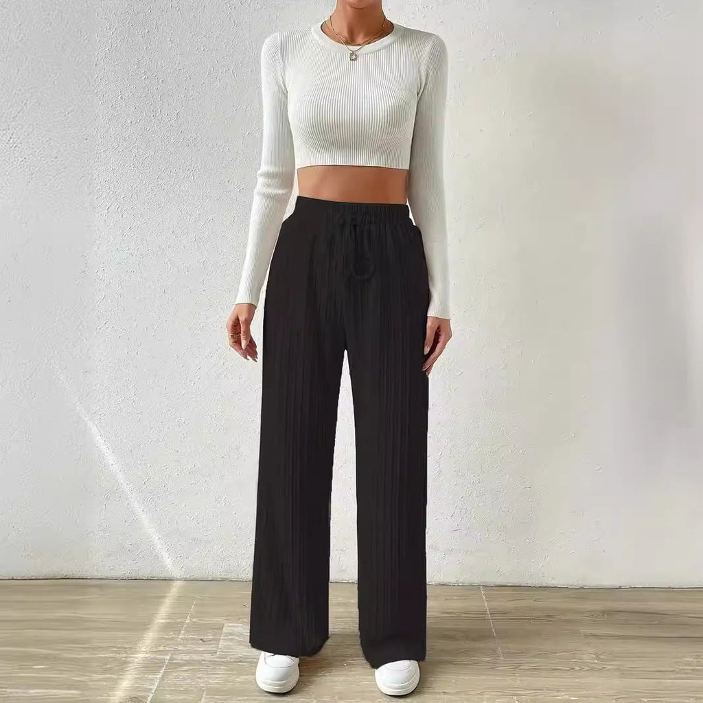 Damen Lässige Stretch-Hose mit elastischem Bund und praktischer Kordel