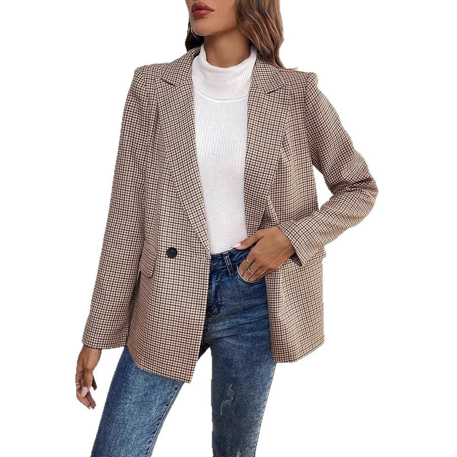 Damen Glencheck-Blazer im Oversize-Schnitt mit Paspeltaschen und leicht gepolsterten Schultern Shop Nory