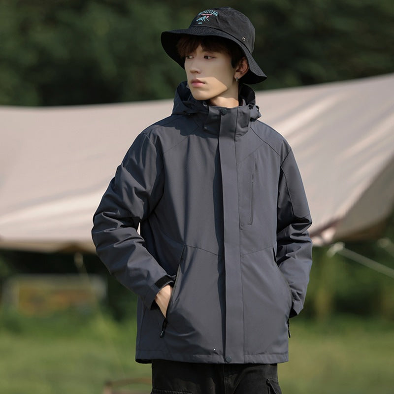 Herren Zweifarbige Wind- und Wasserabweisende Softshelljacke mit Kapuze Shop Nory