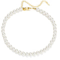 Damen elegante Perlenhalskette mit goldfarbener Verschlusskette Shop Nory