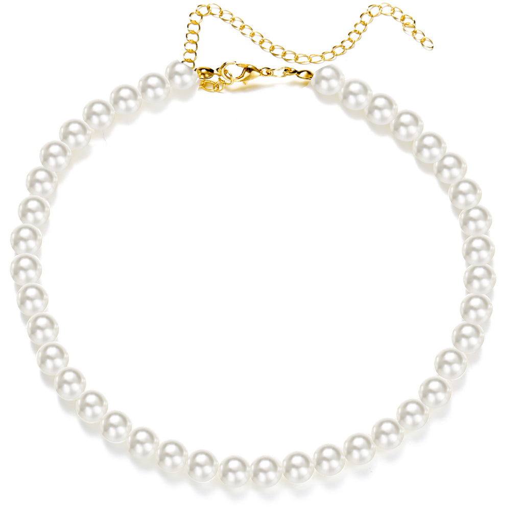 Damen Perlen-Halskette mit zarten goldenen Akzenten Shop Nory